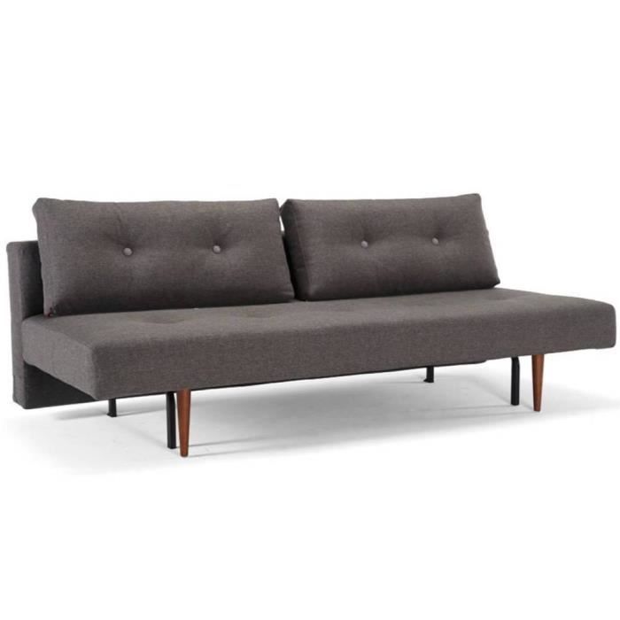 INNOVATION LIVING Canape design RECAST PLUS SPECIAL Flashtex Dark Grey convertible lit 200*140cm gris Microfibre Inside75