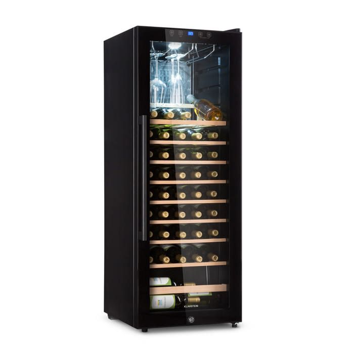 Klarstein Barossa 54S Cave à vin de service - 148 litres / 54 bouteilles - porte vitrée & éclairage LED - noir