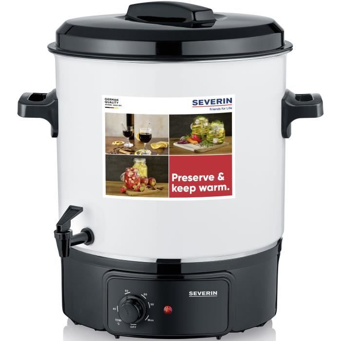 SEVERIN EA3654 Sterilisateur - capacite de 27 litres - Fonctions sterilisation et maintien au chaud pour 14 pots de 1 litre / Blanc