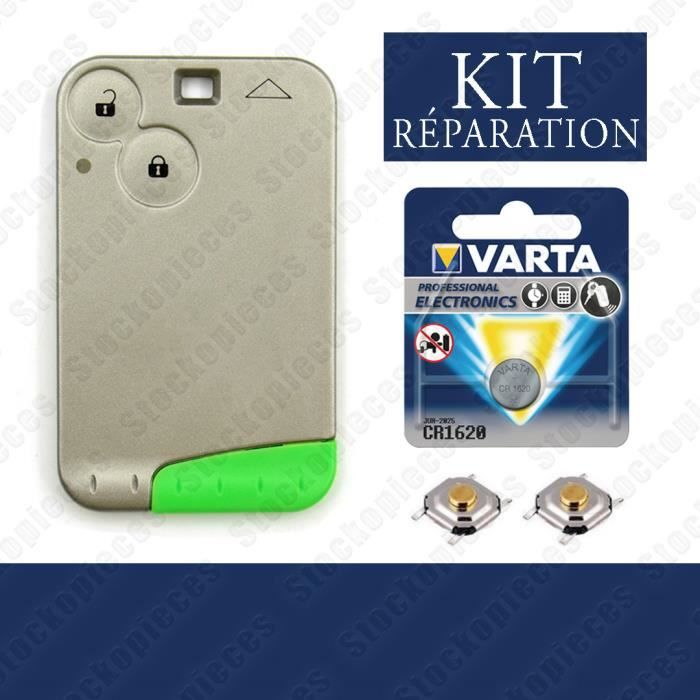 BOITIER DE CARTE CLE PLIP CLEF CARTE COMPATIBLE RENAULT LAGUNA VEL SATIS ESPACE / 2 SWITCH BUTTON + PILE VARTA