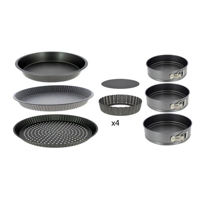 TheKitchenette Lot de 10 Moules - Acier carbonne - Anti adhésif - Anthracite