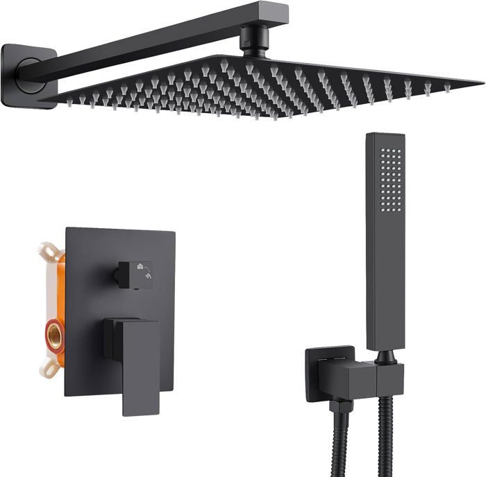 Ensemble De Douche Encastrable Noir, Système De Douche Encastré Avec