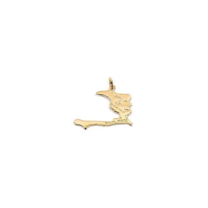 Pendentif - Carte Haiti - Plaqué or 750/000 - Largeur