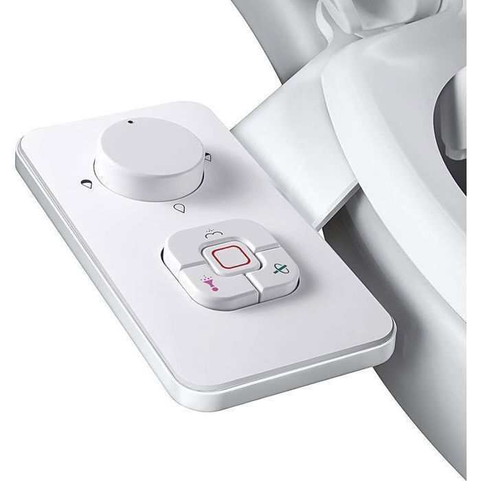 Pulvérisateur Bidet non électrique avec double buses rétractables autonettoyantes - Bouton poussoir réglable pour eau froid-Blanc