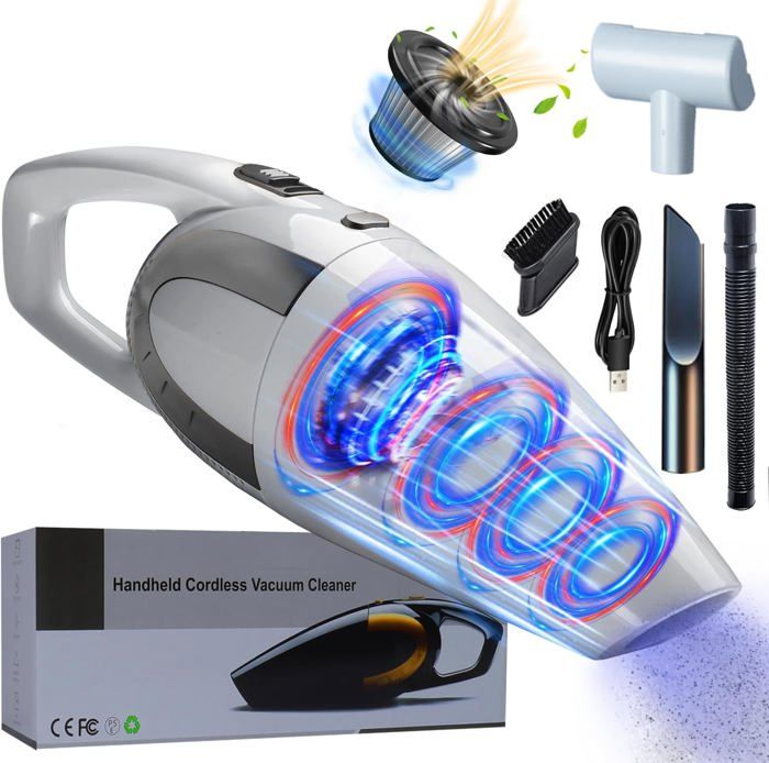 Mini Aspirateur De Voiture 120W - Puissant, Pour Nettoyage Humide Et Sec - 12V