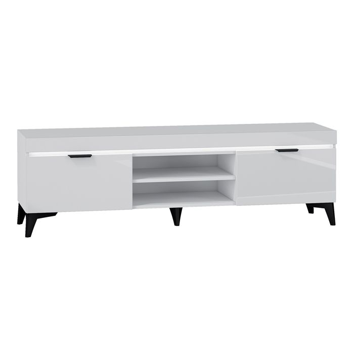 Meuble TV 2 portes Petits-meubles - Ruben - 157 x 40 x 48cm - Blanc