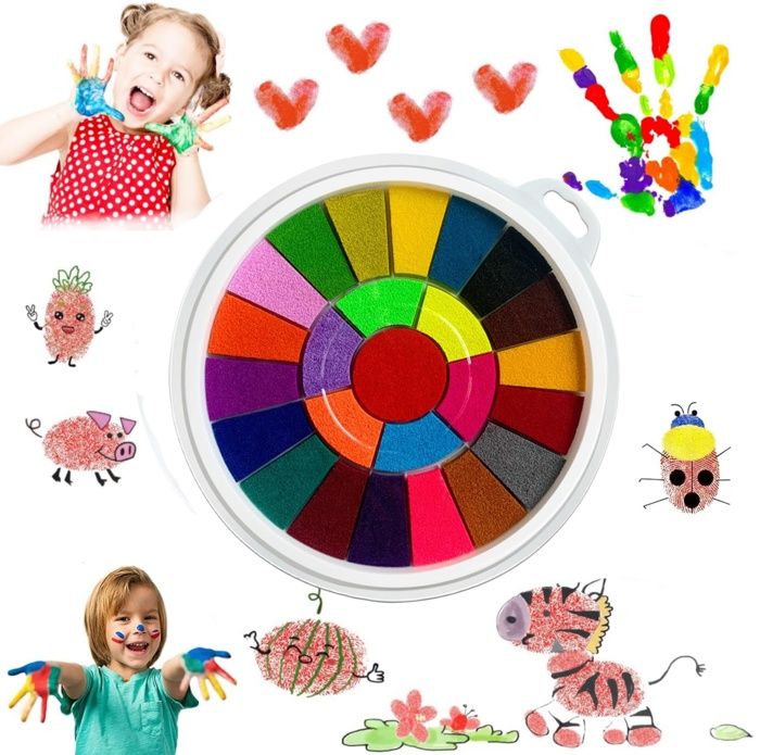 Tampon encreur arc-en-ciel 25 couleurs - Lavable pour caoutchouc