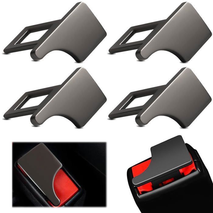 Meilleurs prix pour Adaptateur clip de boucle de ceinture de sécurité voiture (lot de 4) — alliage de zinc gris