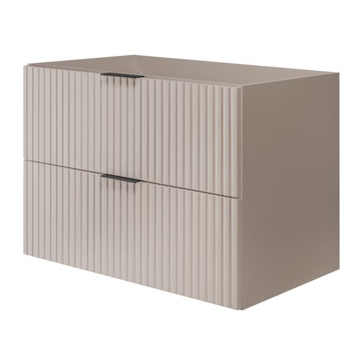Meuble sous Lavabo 80 cm FLOW - Façades rainurées - Cachemire - 80 x 57 x 46 cm