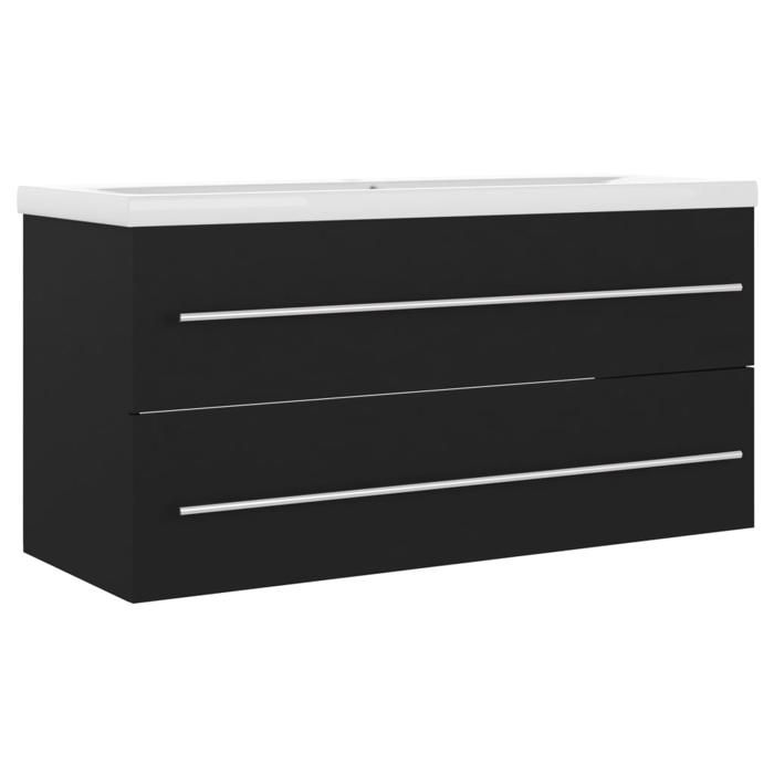 289402& Armoire dévier - Haut de gamme - Meuble sous lavabo avec lavabo intégré Noir - Aggloméré - Bois Panneaux de particules