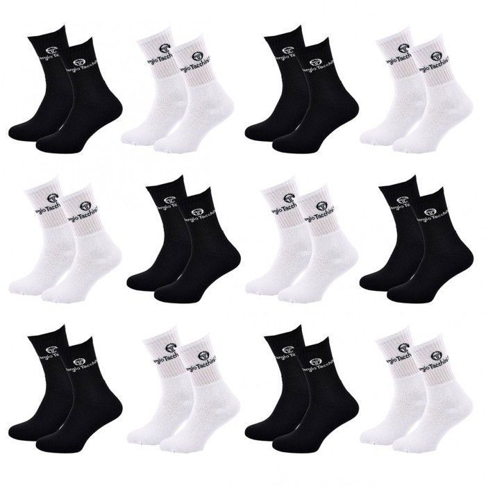 Chaussettes SPORT SERGIO TACCHINI - Pack de 12 Paires 1704X12 BLANC 0732X12 NOIR 17040732X12 Chaussettes SPORT SERGIO TACCHINI - Pack de 12 Paires 1704X12 BLANC 0732X12 NOIR 17040732X12
