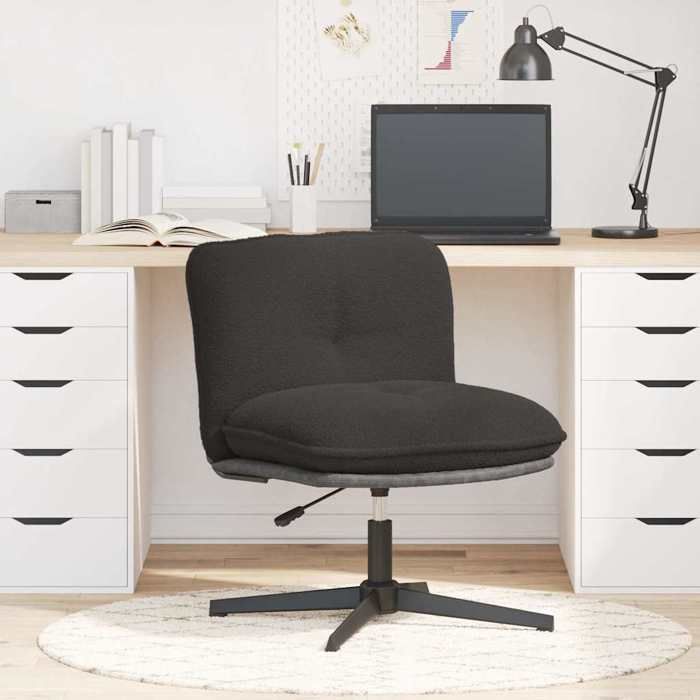 Chaise pivotante de bureau - CLARENCE - Gris foncé - Tissu bouclé - 67x72x(83-93) cm - Siège 62x64 cm