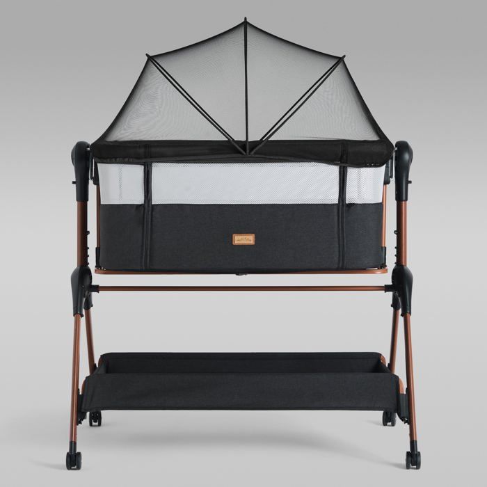 Berceau Cododo & Lit Bébé – 6 Niveaux de Hauteur Fonction Balancelle Roulettes Matelas Parois en Maille avec Moustiquaire