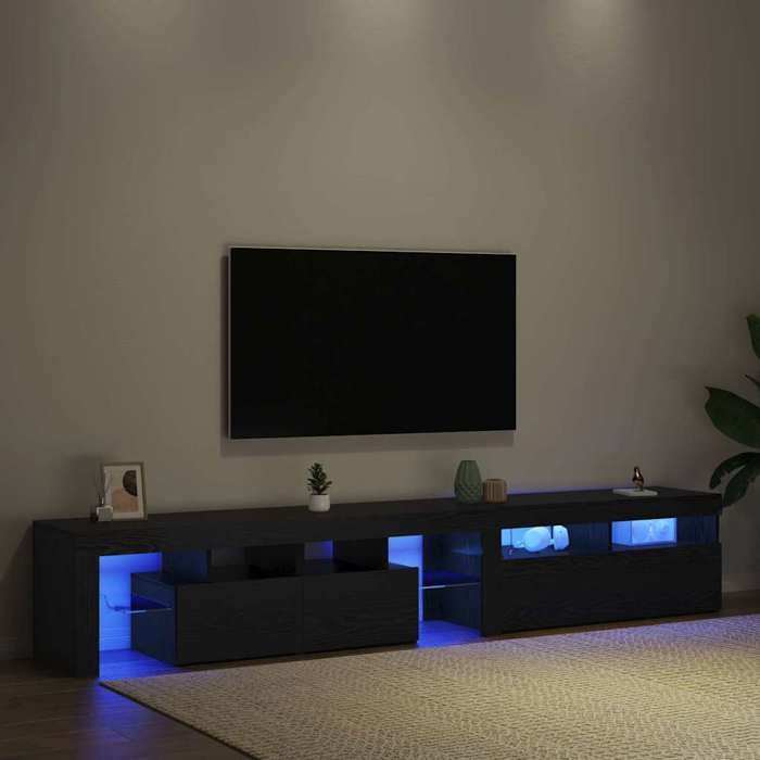 NEUF Armoires TV - Noir - Meuble TV 2 pcs - pour maison - Chêne noir 260x37x40 cm - Bois dingénierie TT1231