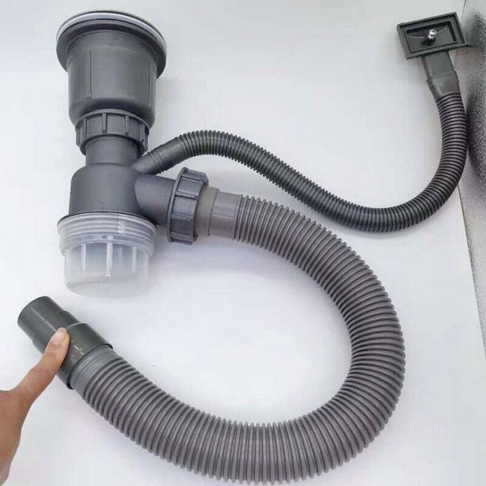 Kit de vidange dévier - PZCC - Monobloc - Économiseur despace - Anti-odeur - Inox 304