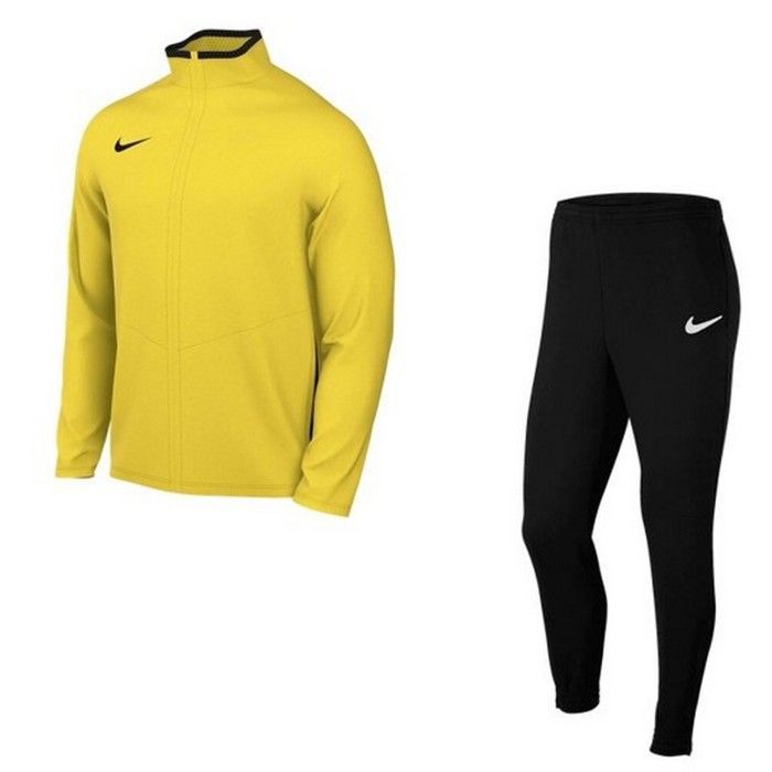 Jogging (ensemble survêtement) - NIKE - Dri-FIT Swoosh - Jaune/Noir - Veste zippée & pantalon fuselé - 100% polyester