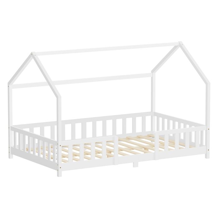 Lit cabane enfant double ML-Design 120x200 cm bois blanc sans matelas sommier et antichute inclus Lit cabane enfant double ML-Design 120x200 cm bois blanc sans matelas sommier et antichute inclus