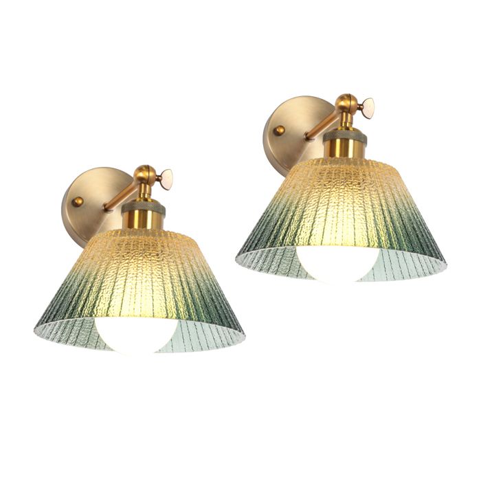 iDEGU 2pcs Applique Murale Moderne Intérieur 20cm Lampe Murale Industriel Abat-jour en Verre E27 Eclairage de Murale Vintage Vert
