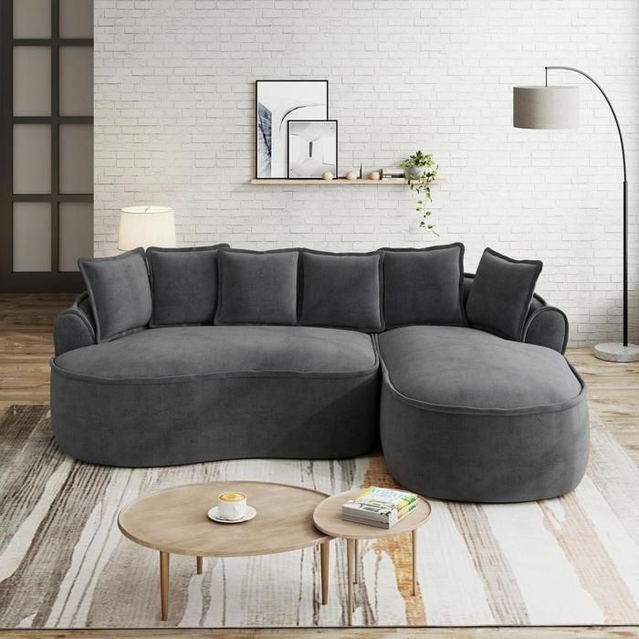 Canapé dangle - KOMHTOM - Canapé dangle L modulable - Chenille gris - 3 places - Assise profonde Canapé dangle - KOMHTOM - Canapé dangle L modulable - Chenille gris - 3 places - Assise profonde