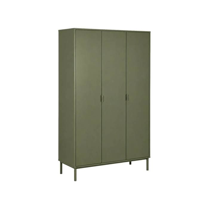 Dressing décor bois et métal 5 étagères 1 penderie kaki - Ellie Dressing décor bois et métal 5 étagères 1 penderie kaki - Ellie
