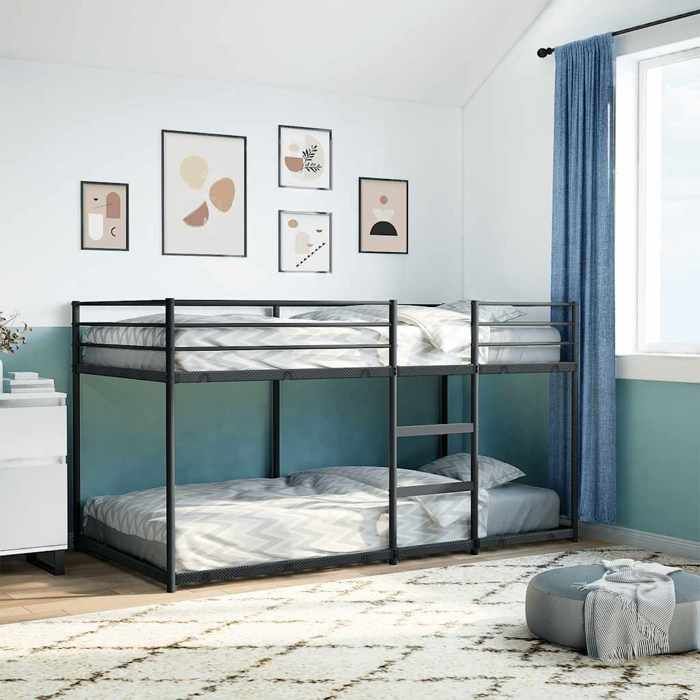 Elégance-Chic Lit superposé - sans matelas - noir - 75x190 cm - acier - 1 place - Montage Simplifié - Résistant_001673326