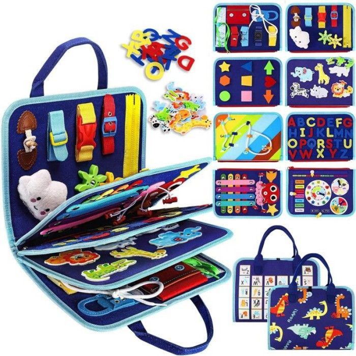 Busy Board Montessori de Feutre. Jouet Educatif Malette Busy Book Motricité Fine Cadeau Enfant Garcon Fille 1 2 3 4 PIED DE CAGE