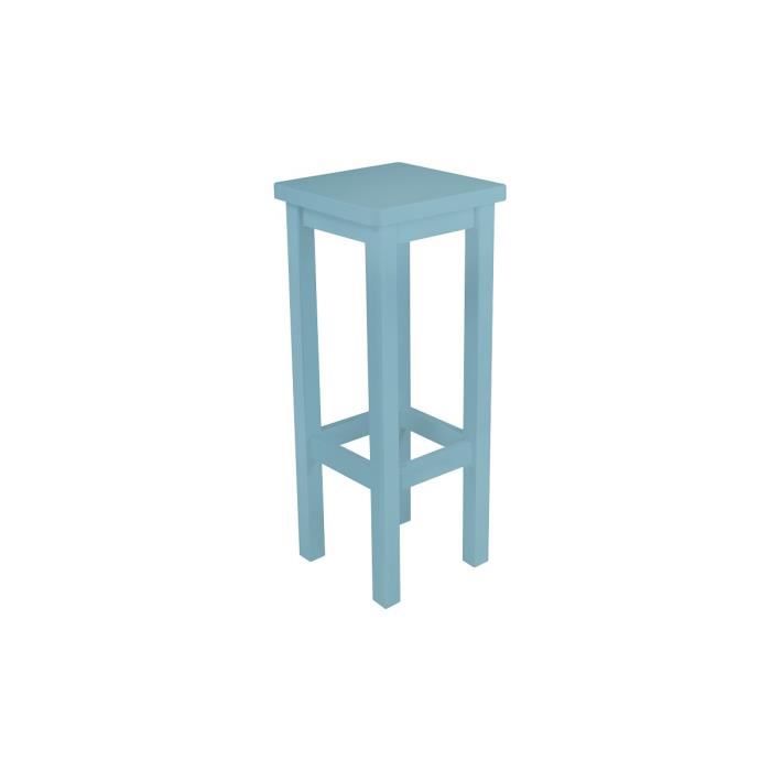 tabouret de bar - abc meubles - bois massif - bleu pastel - hauteur 80 cm - contemporain