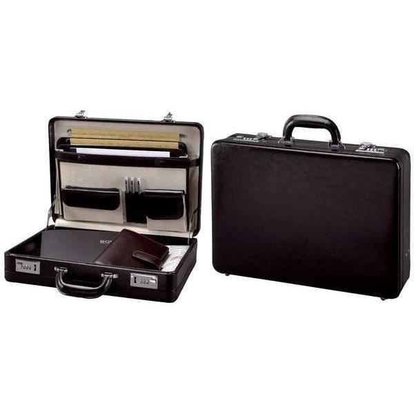 Attaché-case TAORMINA, cuir, noir, avec soufflets