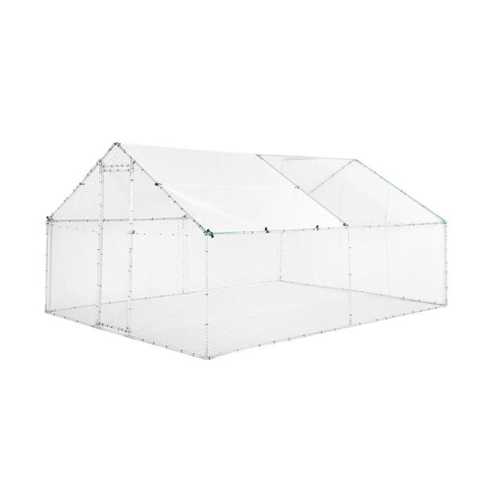 Enclos pour poulailler et volière 12m² acier galvanisé gris et vert. plusieurs dimensions - Babette