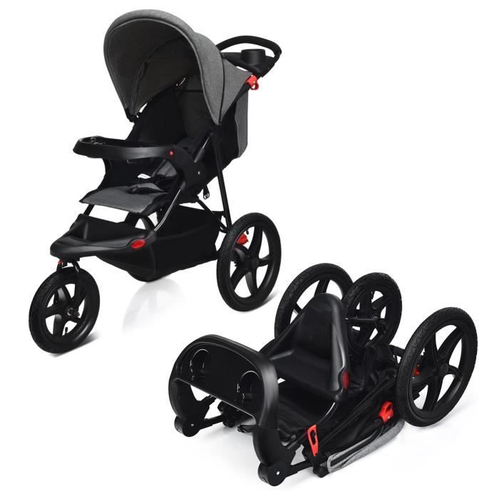 COSTWAY Poussette 3 Roues Bébé Pliable Charge 15KG Poussette de