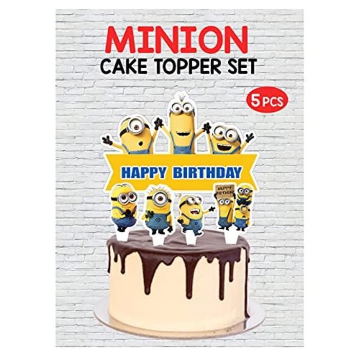 Support A Decorer Fs6ov Minion Theme Joyeux Anniversaire Cake Toppers Set 5pcs Pour Fetes 1er Decorations Du Premier Anniversaire Cdiscount Beaux Arts Et Loisirs Creatifs