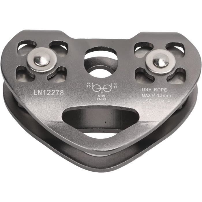 Pissente Poulie Double pour Tyrolienne, 30KN, Aluminium, Escalade Alpinisme Sauvetage, Chariot Tandem