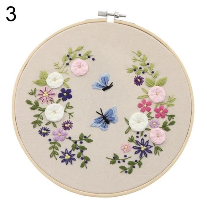 Effet 3D Broderie Fleur DIY Débutant Tissu Cadre Couture Couture Home Wall Decor 3