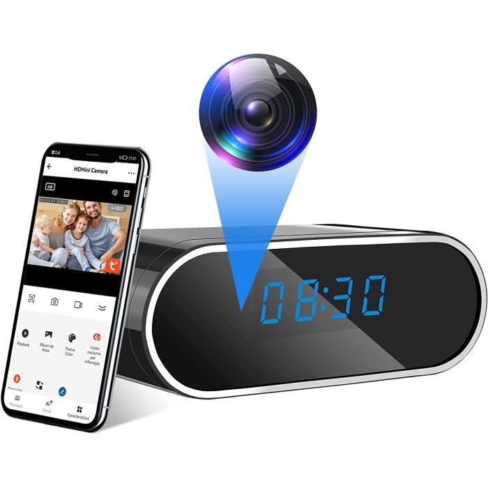 Camera Espion WiFi, 2,4G-5G WiFi Mini Caméra Cachée Réveil, 120