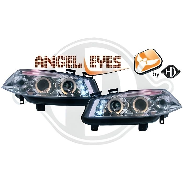 4464580 Paire de Feux Phares Angel Eyes chrome pour RENAULT Megane 2 de 2002 a 2005
