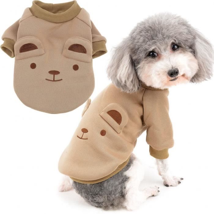 Manteau dhiver pour Chien de Petite Taille - Marron - Pull-overs Doux et Chaud - Vêtements Temps Froid