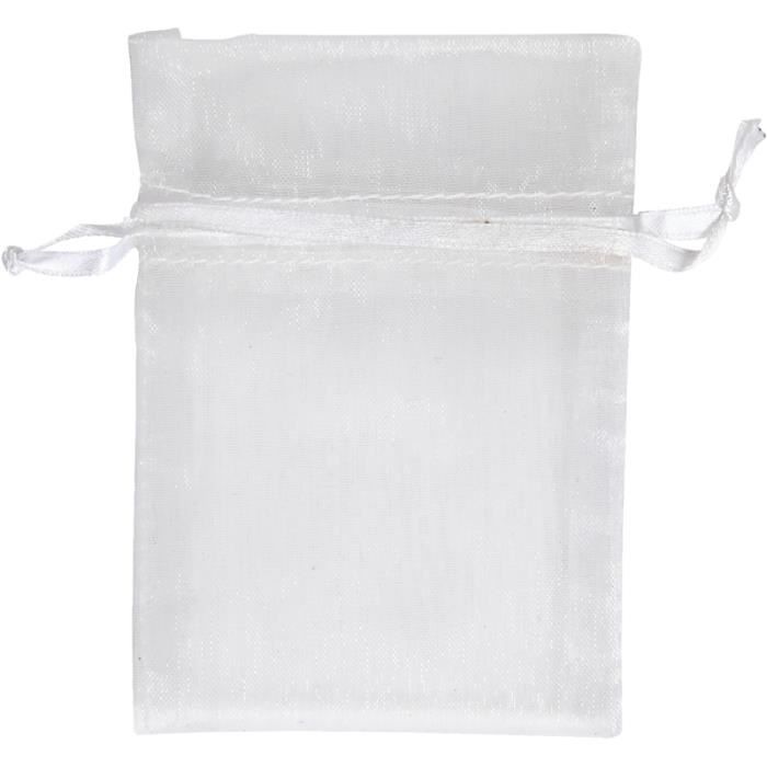 20 Sachets En Organza Blanc 13x18 Cm - Cordon Argenté - Pour Bijoux, Cadeaux, Mariage, Fêtes