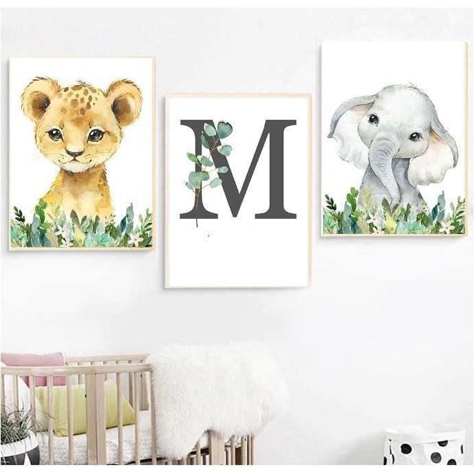 3 Affiche Enfant Illustration Chambre Bebe Fille Tableau Animaux Jungle  Lion Elephant Toile Murale Deco Cadeau A3 sans Cadre - Cdiscount Maison