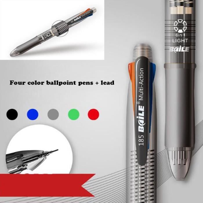 5-en-1 stylo à bille multifonction quatre couleurs 0.7mm stylo à