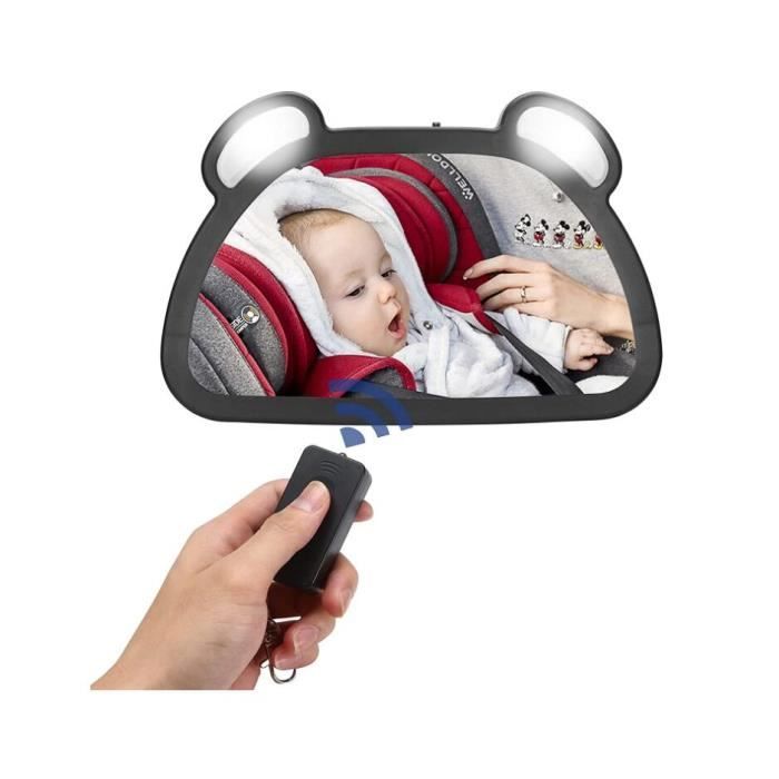 Retroviseur Voiture Bebe Miroir De Surveillance Bebe 360 Rotatif Led Miroir De Siege Auto Sangles Elastiques Reglables Cdiscount Auto