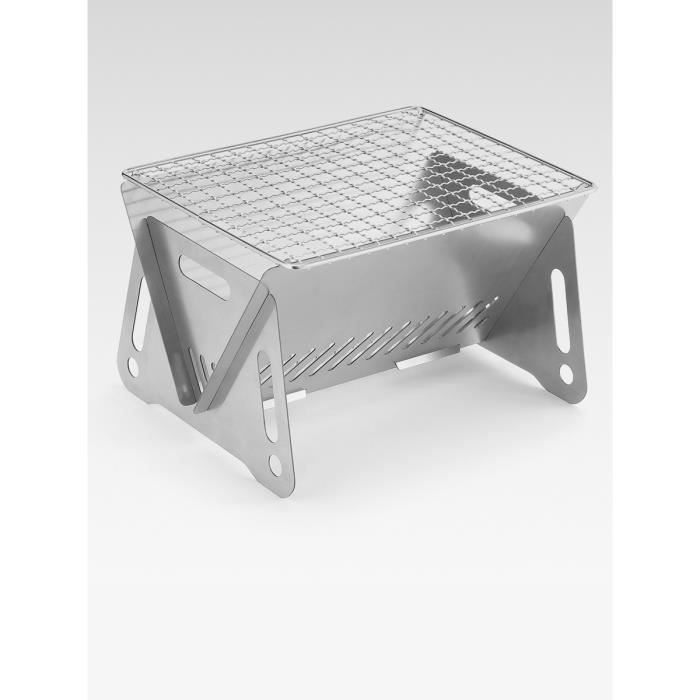 Grill De Camping Portable Platpack - Acier Inoxydable, Petit, à Bois Ou Charbon, Neuf