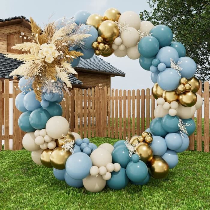 Kit Décoration Anniversaire 107 Pièces - Arche Ballons Bleu Foncé Tailles 5/10/12/18 Pouces - Pour Fête, Mariage, Baby Shower