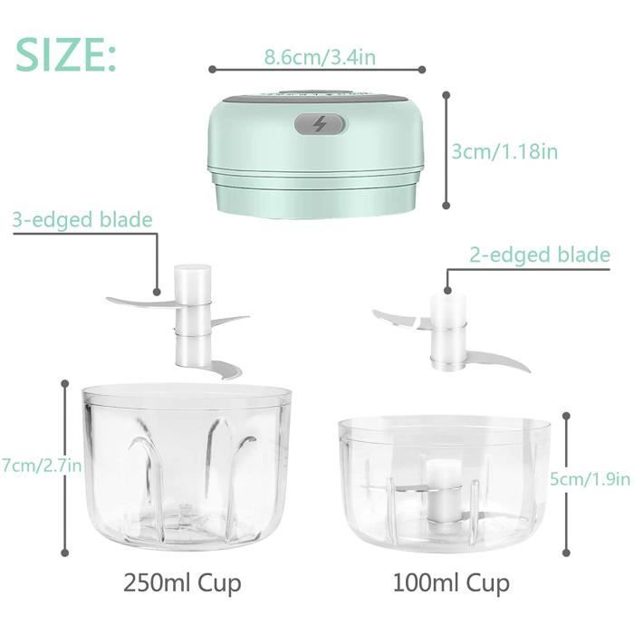 Mini Hachoir Électrique De 250 Ml, Hachoir Portable Avec Spatule En