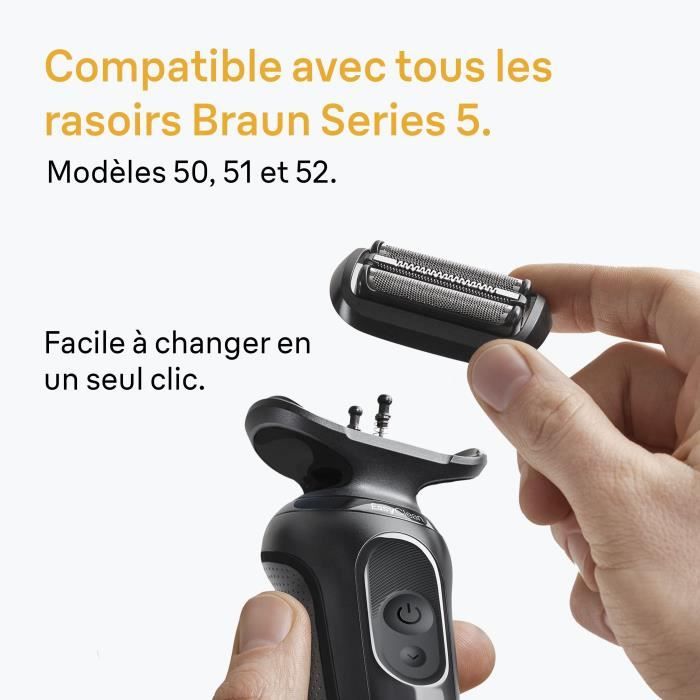 Tête de rasoir BRAUN Series 5 & 6 - 3 lames flexibles - 100 % fabriqué en Allemagne