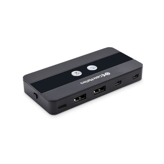Commutateur KVM USB 3.0 4 Ports - Pour 4 Ordinateurs Et Périphériques - Avec Télécommande Et Adaptateur USB-C