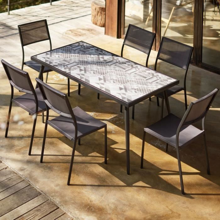 Mica Salon De Jardin Ceramique Pieds Metal 6 Places Achat