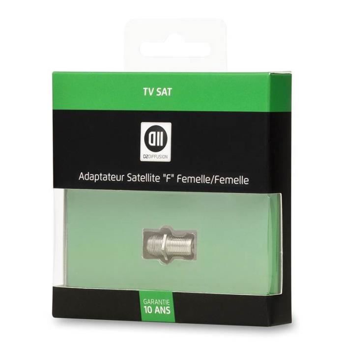 Adaptateur fiche F femelle D2 Diffusion Câbles et adaptateurs SAT Plastique