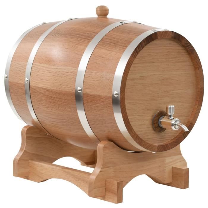 bouchon et chevalet Couleur bois Mini One Tonneau en bois de chêne pour whisky ou tonneau à vin avec robinet 3 l 