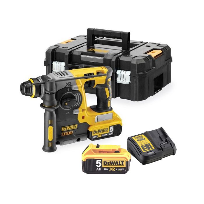 Perforateur SDS Plus 18V XR + 2 batteries 5Ah + chargeur + coffret T Stak DEWALT DCH273P2