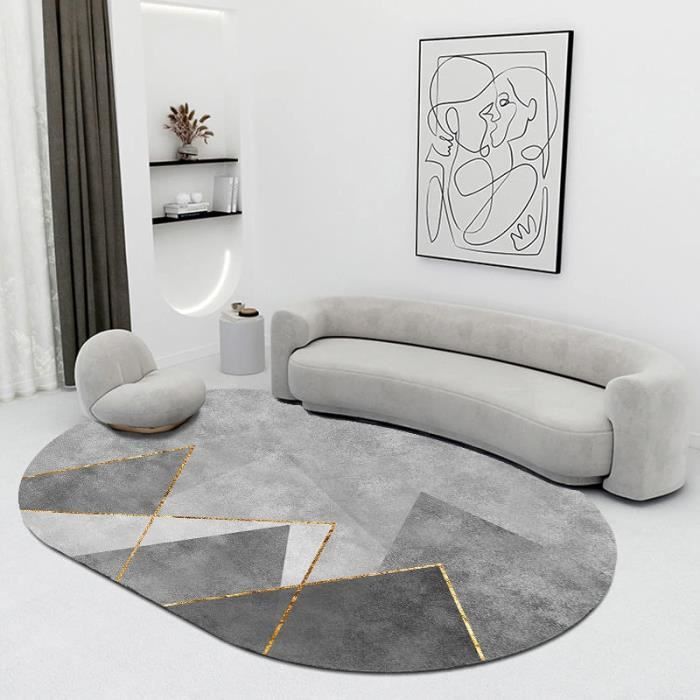 Rururug Tapis Contemporain Tapis Moderne Grand Tapis Rectangulaire Pour Salon, Chambre, Salon Abstrait Gris Doré 200 X 250 Cm